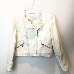 Chico’s Cream Tweed Moto Jacket Chico’s size 0